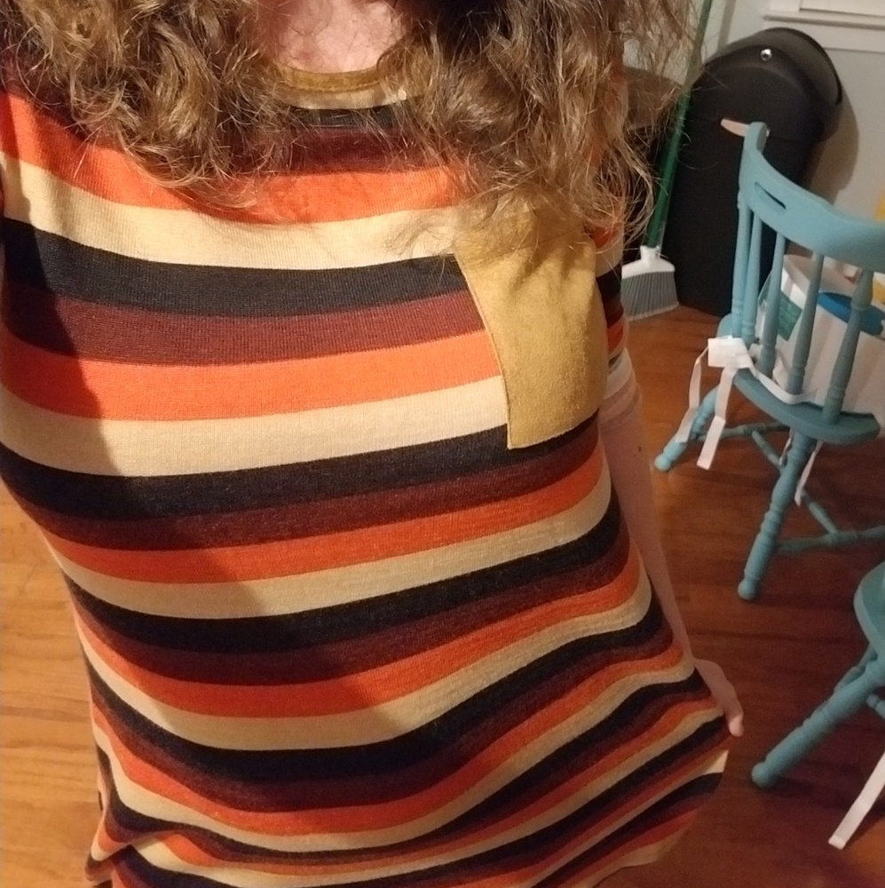 70's Vintage Inspired Sweater Dress w faux suede